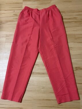 Alfred Dunner Coral-Red Pull-On Pants